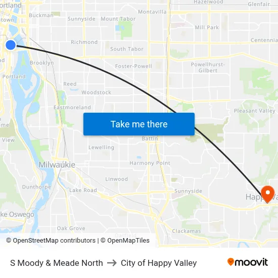 S Moody & Meade North to City of Happy Valley map