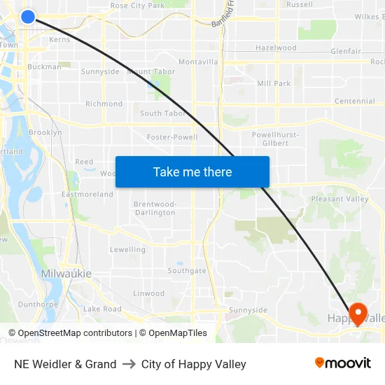 NE Weidler & Grand to City of Happy Valley map