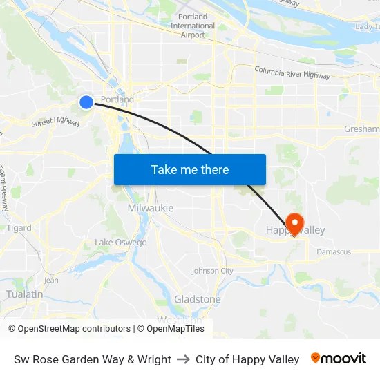 Sw Rose Garden Way & Wright to City of Happy Valley map