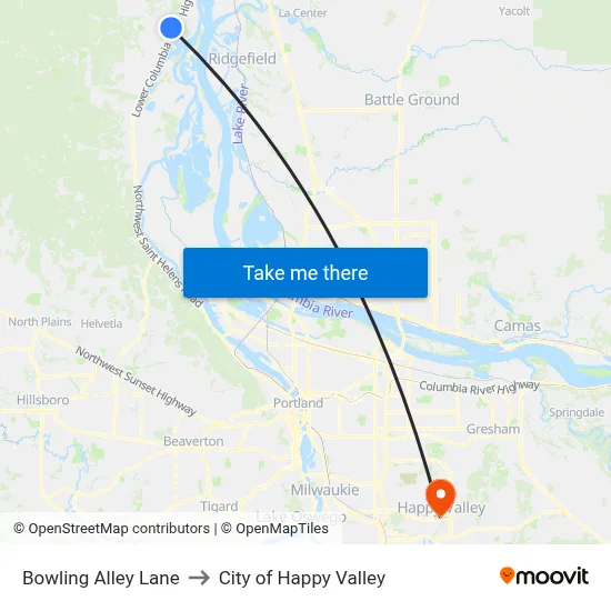 Bowling Alley Lane to City of Happy Valley map