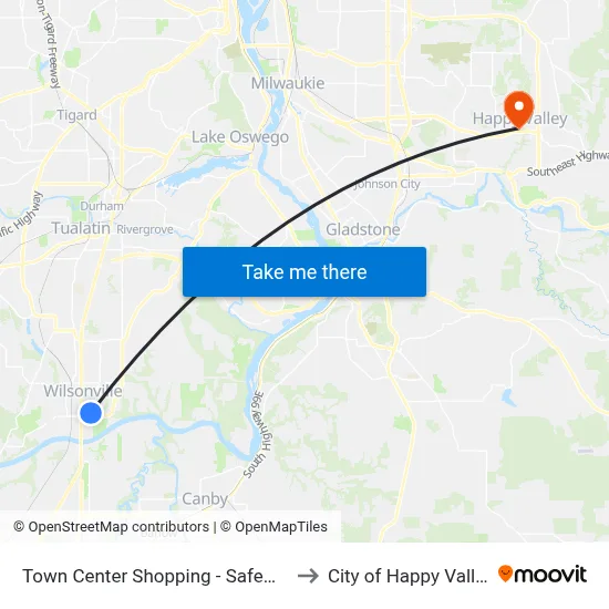 Town Center Shopping - Safeway to City of Happy Valley map