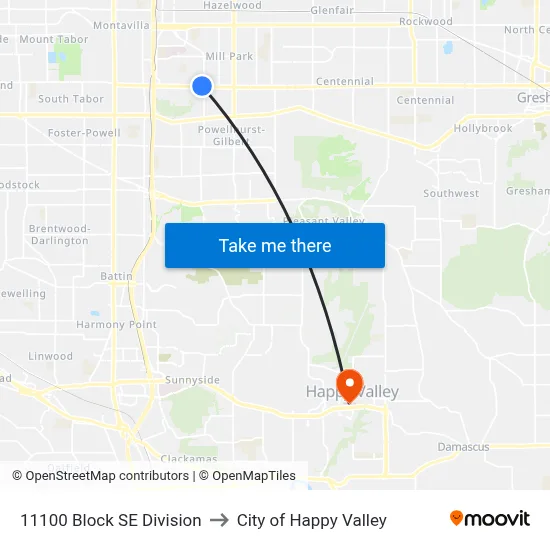 11100 Block SE Division to City of Happy Valley map