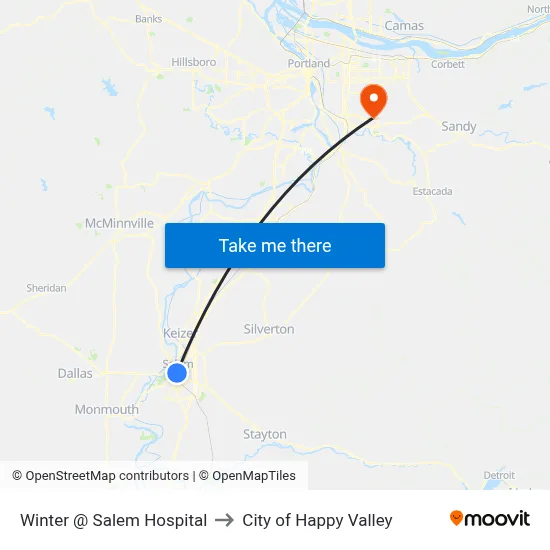 Winter @ Salem Hospital to City of Happy Valley map