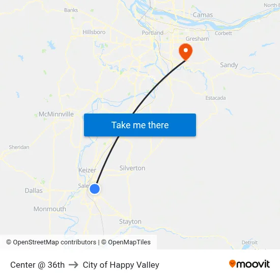Center @ 36th to City of Happy Valley map
