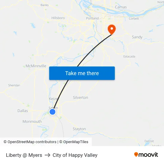Liberty @ Myers to City of Happy Valley map