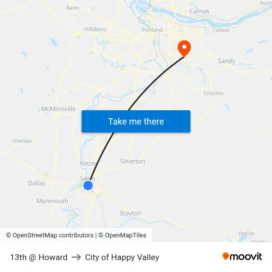 13th @ Howard to City of Happy Valley map