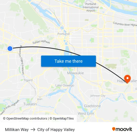 Millikan Way to City of Happy Valley map