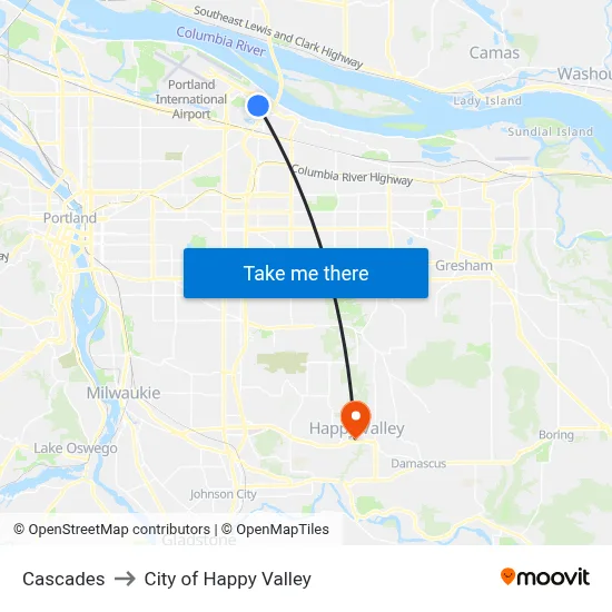 Cascades to City of Happy Valley map