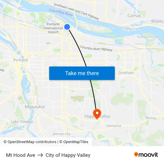 Mt Hood Ave to City of Happy Valley map