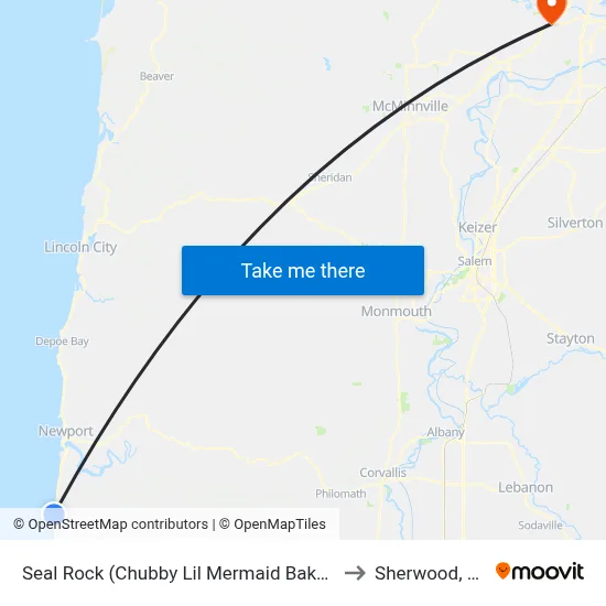 Seal Rock (Chubby Lil Mermaid Bakery) to Sherwood, OR map