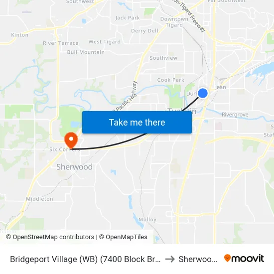 Bridgeport Village (WB) (7400 Block Bridgeport Rd) to Sherwood, OR map