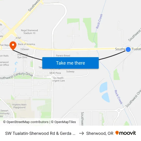 SW Tualatin-Sherwood Rd & Gerda Ln to Sherwood, OR map
