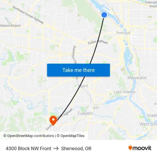4300 Block NW Front to Sherwood, OR map