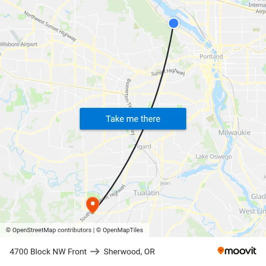4700 Block NW Front to Sherwood, OR map
