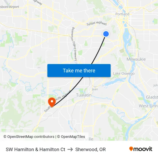 SW Hamilton & Hamilton Ct to Sherwood, OR map