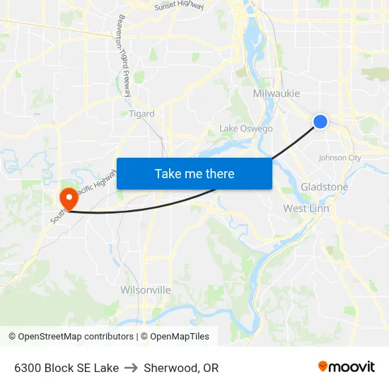 6300 Block SE Lake to Sherwood, OR map