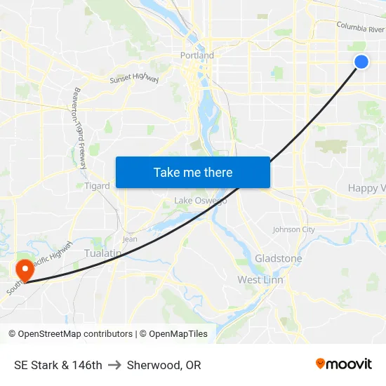 SE Stark & 146th to Sherwood, OR map