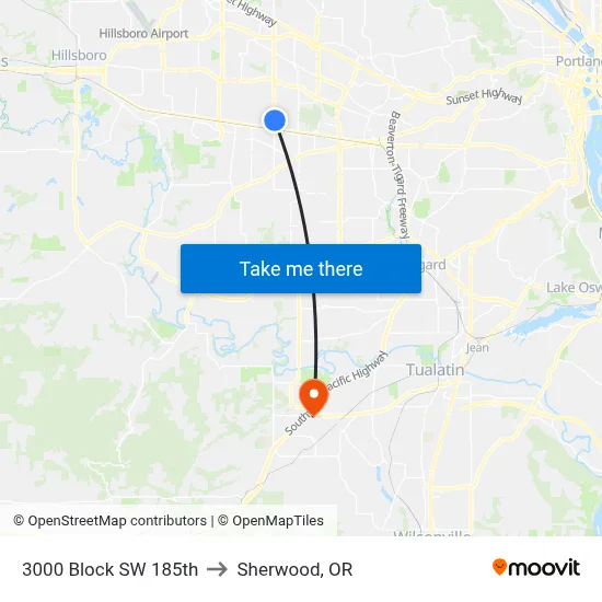 3000 Block SW 185th to Sherwood, OR map