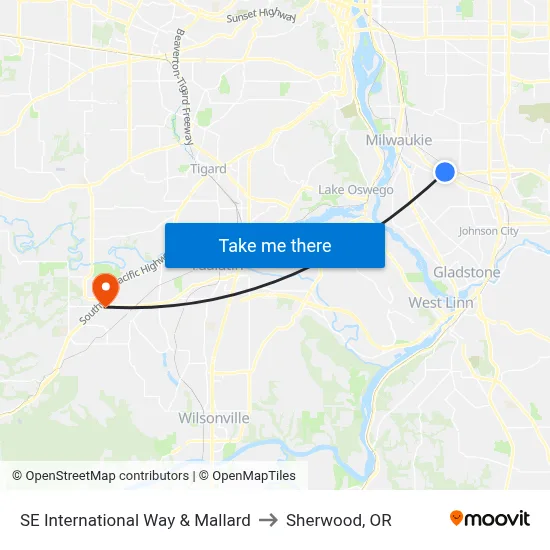SE International Way & Mallard to Sherwood, OR map