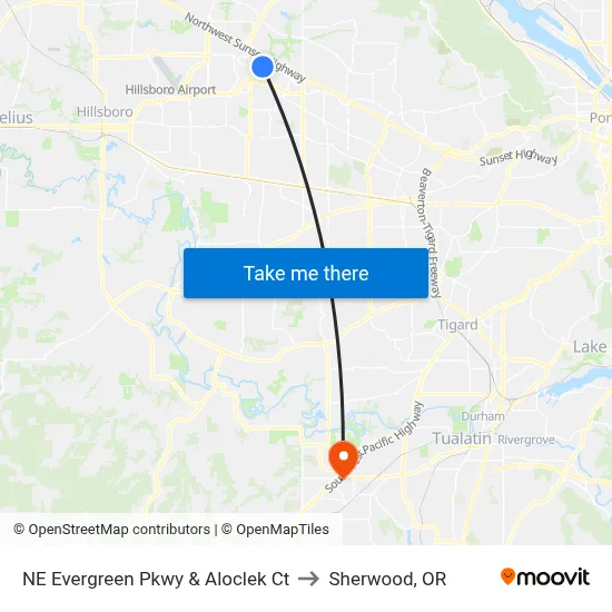 NE Evergreen Pkwy & Aloclek Ct to Sherwood, OR map