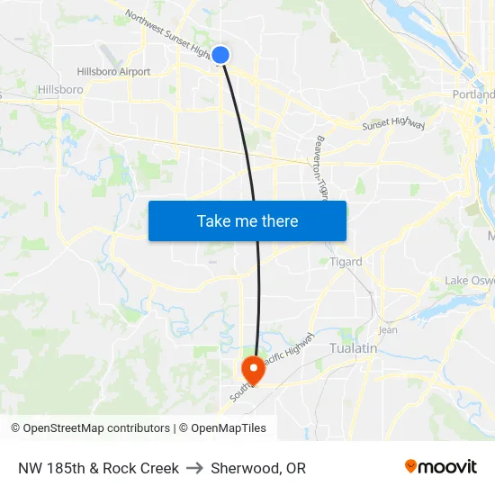 NW 185th & Rock Creek to Sherwood, OR map