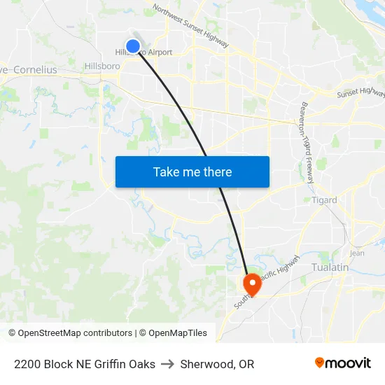2200 Block NE Griffin Oaks to Sherwood, OR map