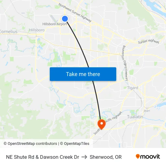 NE Shute Rd & Dawson Creek Dr to Sherwood, OR map