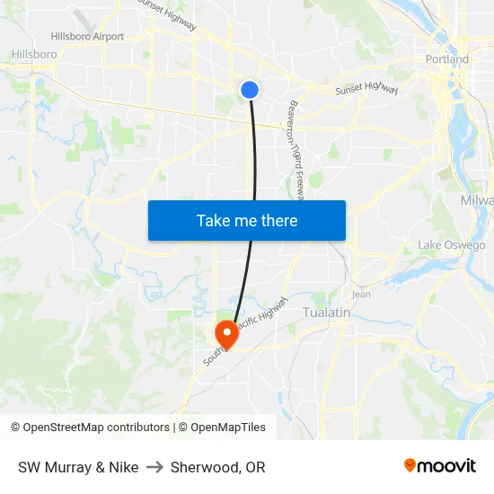 SW Murray & Nike to Sherwood, OR map