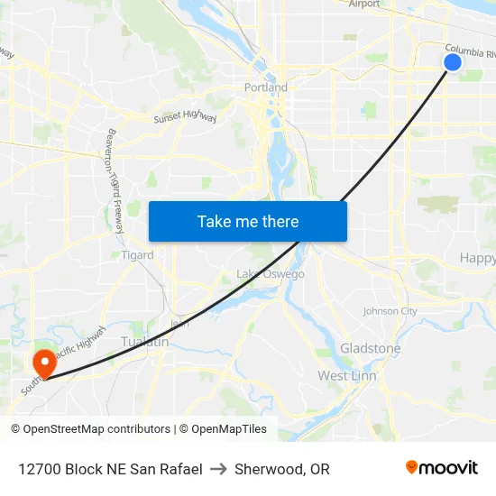 12700 Block NE San Rafael to Sherwood, OR map