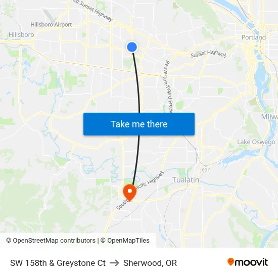 SW 158th & Greystone Ct to Sherwood, OR map