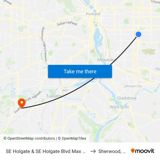 SE Holgate & SE Holgate Blvd Max Stn to Sherwood, OR map
