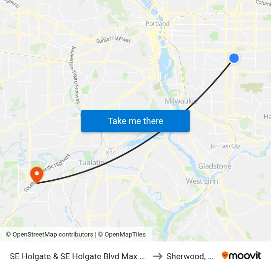 SE Holgate & SE Holgate Blvd Max Stn to Sherwood, OR map