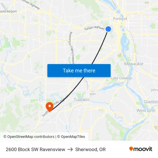 2600 Block SW Ravensview to Sherwood, OR map