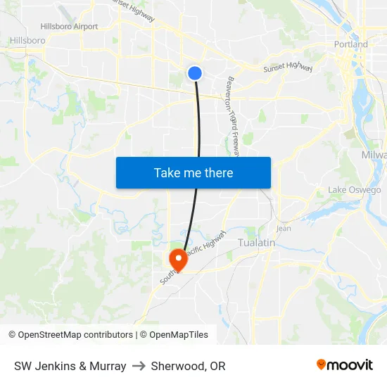 SW Jenkins & Murray to Sherwood, OR map