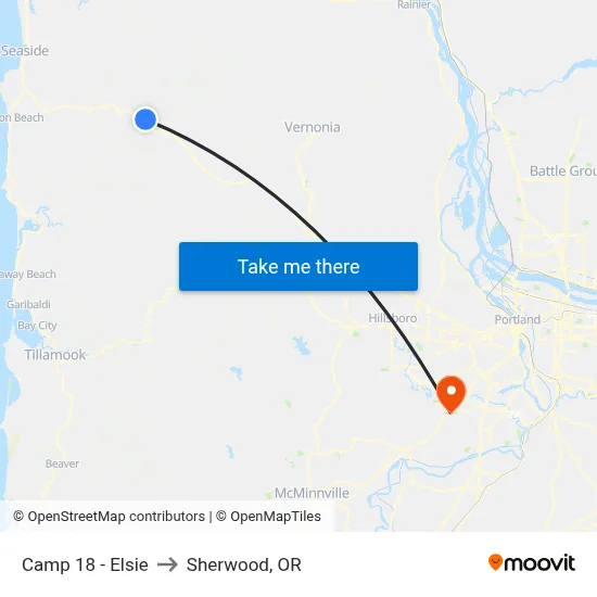 Camp 18 - Elsie to Sherwood, OR map