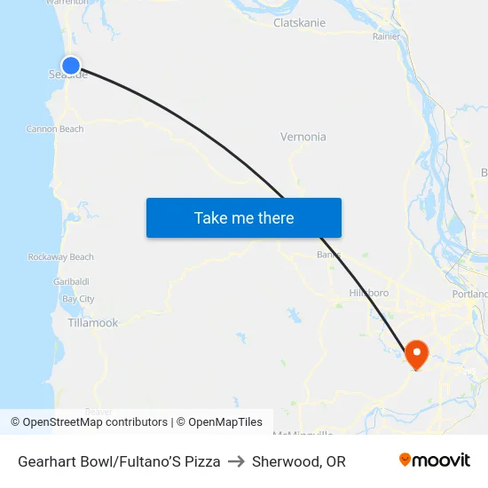 Gearhart Bowl/Fultano’S Pizza to Sherwood, OR map