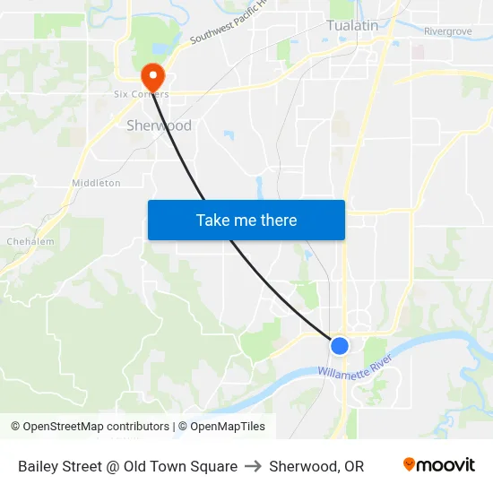 Bailey Street @ Old Town Square to Sherwood, OR map