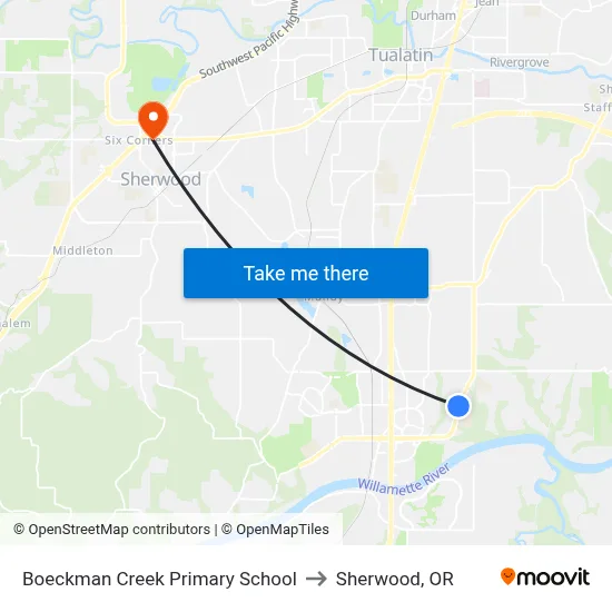 Boeckman Creek Primary School to Sherwood, OR map