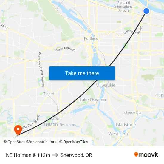 NE Holman & 112th to Sherwood, OR map
