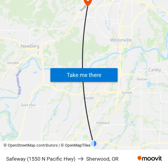 Safeway (1550 N Pacific Hwy) to Sherwood, OR map