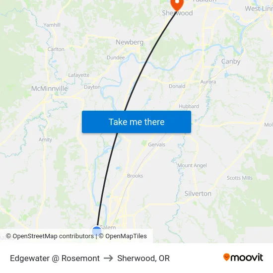 Edgewater @ Rosemont to Sherwood, OR map