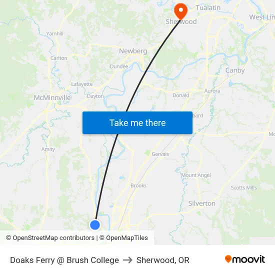 Doaks Ferry @ Brush College to Sherwood, OR map