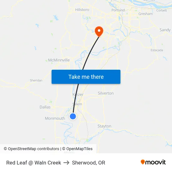 Red Leaf @ Waln Creek to Sherwood, OR map