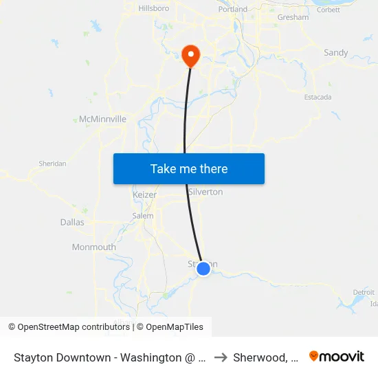 Stayton Downtown - Washington @ 4th to Sherwood, OR map