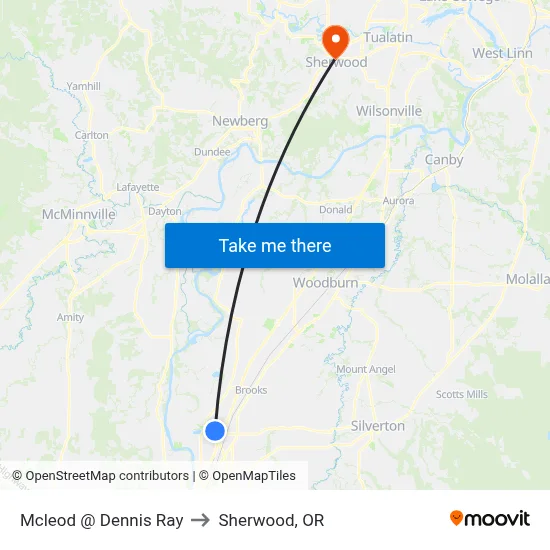 Mcleod @ Dennis Ray to Sherwood, OR map