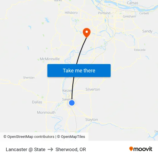 Lancaster @ State to Sherwood, OR map