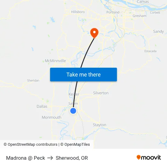 Madrona @ Peck to Sherwood, OR map