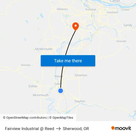 Fairview Industrial @ Reed to Sherwood, OR map