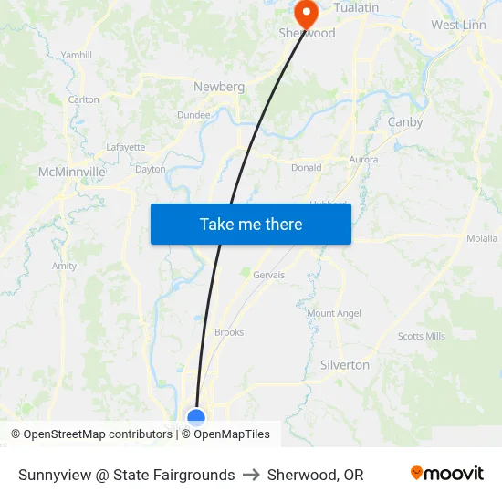Sunnyview @ State Fairgrounds to Sherwood, OR map