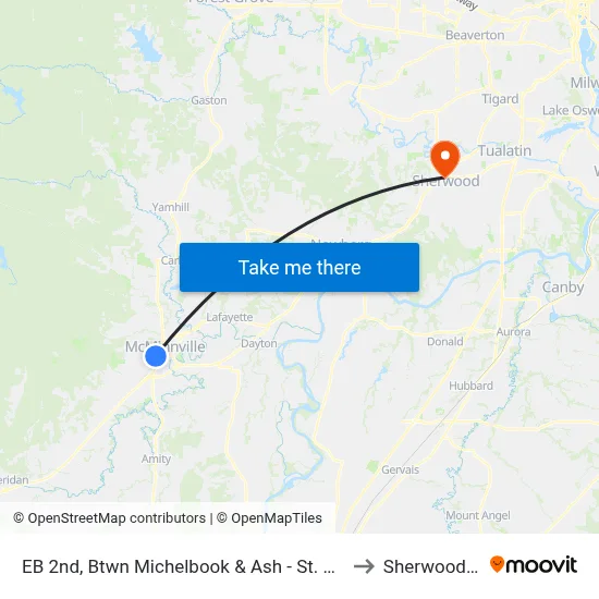 EB 2nd, Btwn Michelbook & Ash - St. Barnabas to Sherwood, OR map